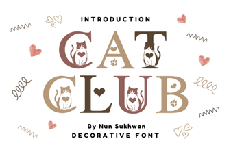 Cat Club Font - Playful Decorative Display Typeface for Fun Designs